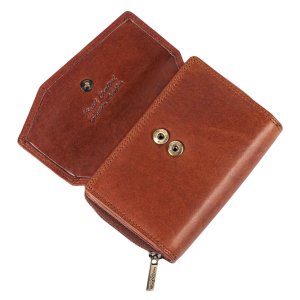 MATADOR Damen Leder Geldbörse Geldtasche RFID TÜV Vintage Braun
