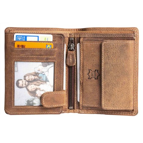 MPTECK @ Braun Brieftasche Tasche PU Leder mit Münztasche für Männer Herren Geldbörse Mens Portemonnaie Geldbörse Herren Mappen 