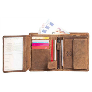 Herren Geldbörse Portemonnaie Brieftasche Geldtasche Leder Braun