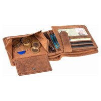 Herren Leder Geldbörse Portemonnaie Brieftasche Vintage Braun
