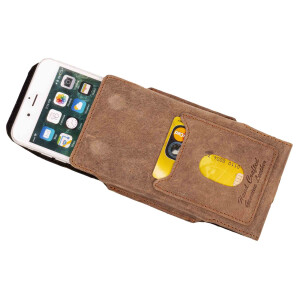 MATADOR Apple iPhone 5 5S 5C SE Echt Ledertasche Vertikal Braun