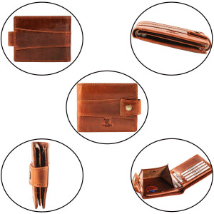 MATADOR DANZIG Leder Herren Geldbörse Brieftasche RFID Vintage Braun