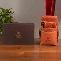MATADOR Kellnerbörse mit Kette Leder Profi-Kellner-Set Vintage Braun