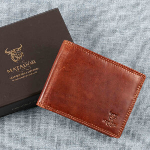 MATADOR Geldbörse Herren Leder Portemonnaie RFID Vintage Braun