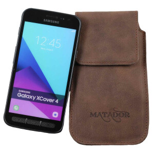 MATADOR Samsung Galaxy Xcover 4 Ledertasche Schlaufe Braun