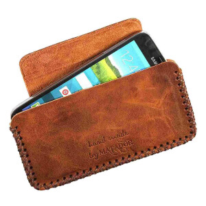 MATADOR Apple iPhone 13 Mini 12 Mini 8 Leder Quertasche Braun