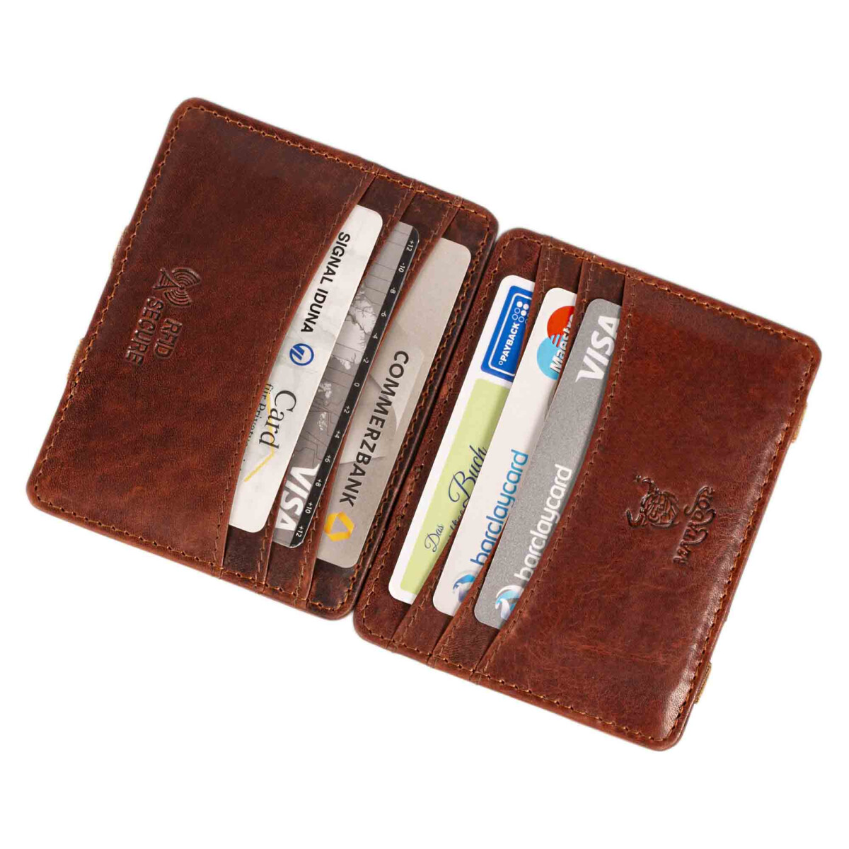 MATADOR Leder Magic Wallet RFID KreditkartenHülleEtui Vintage Braun