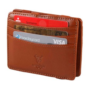 MATADOR Leder Magic-Wallet Kreditkarten-Hülle-Etui RFID Konjak Braun