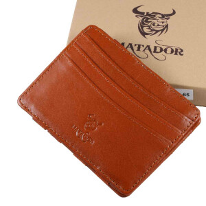 MATADOR Leder Magic-Wallet Kreditkarten-Hülle-Etui RFID Konjak Braun