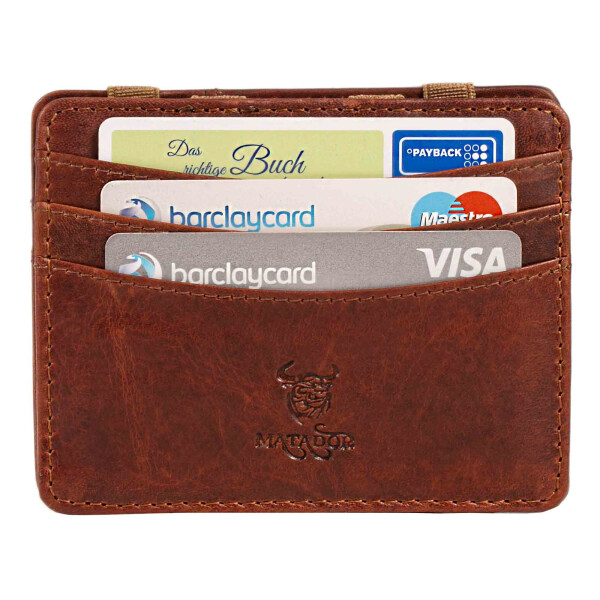 MATADOR Leder Magic-Wallet Kreditkarten-Hülle-Etui RFID Braun