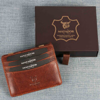 MATADOR Leder Magic-Wallet Kreditkarten-Hülle-Etui RFID Braun