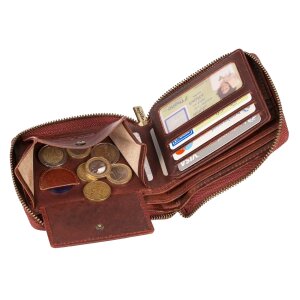 MATADOR Herren Leder Geldbörse RFID TÜV Antik Vintage Braun