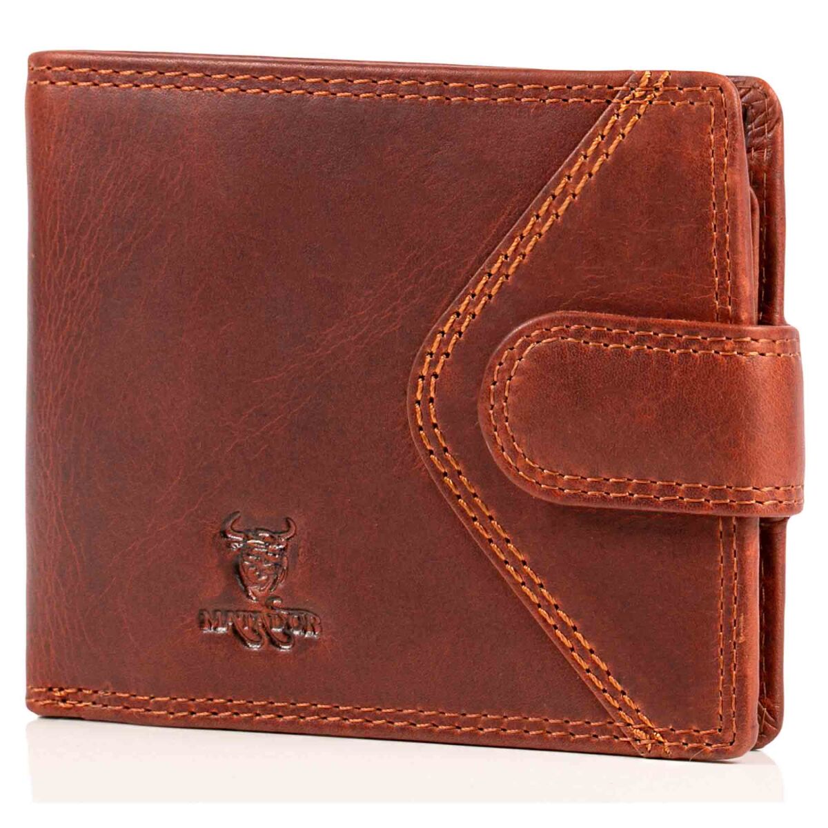 ROYALZ Detroit Herren-Geldbörse Aus Rindsleder – Mit RFID-Schutz, Querformat, 12x9,5x2 Cm – Vintage-Look In Texas Braun