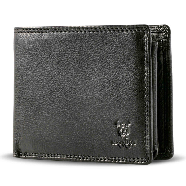 MATADOR OVIEDO Herren Leder Geldbörse RFID Brieftasche Querformat Schwarz