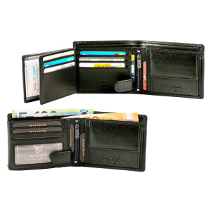 MATADOR OVIEDO Herren Leder Geldbörse RFID Brieftasche Querformat Schwarz