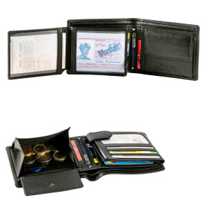MATADOR OVIEDO Herren Leder Geldbörse RFID Brieftasche Querformat Schwarz