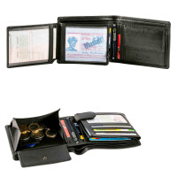 MATADOR OVIEDO Herren Leder Geldbörse RFID Brieftasche Querformat Schwarz