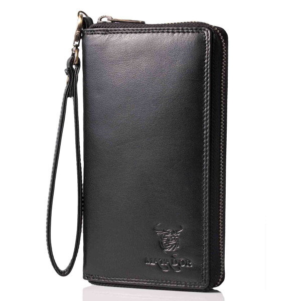 MATADOR CADIZ XL Leder Damen Langbörse Portemonnaie Schwarz Nappa