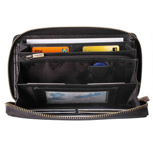 MATADOR CADIZ XL Leder Damen Langbörse Portemonnaie Schwarz Nappa