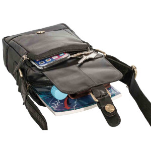 MATADOR Leder Umhängetasche Schultertasche Hüfttasche Vintage Schwarz