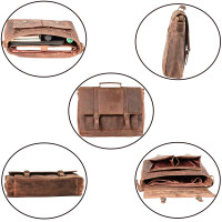 MATADOR® Echt Leder Umhängetasche Groß Laptoptasche bis 17 Zoll Braun