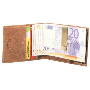 MATADOR Leder Kreditkartenetui mit Dollarclip Geldklammer RFID Braun