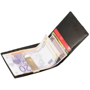 MATADOR Leder Kreditkartenetui mit Dollarclip Geldklammer RFID Schwarz
