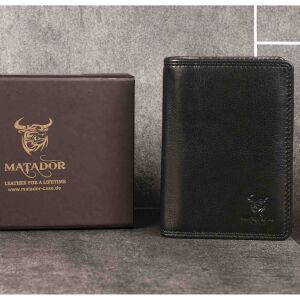 MATADOR Leder Kreditkartenetui PORTO Kreditkartenhülle RFID Schwarz