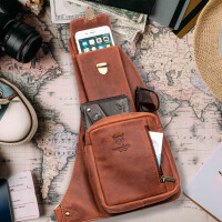 MATADOR Leder Umhängetasche Schultertasche Handyfach Vintage Braun