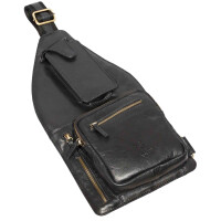 MATADOR Leder Schultertasche Umhängetasche Handyfach Vintage Schwarz