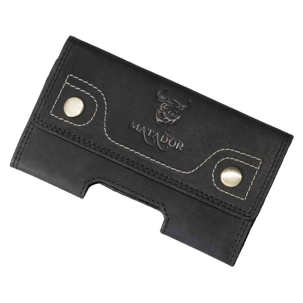 MATADOR iPhone 16 / 16 Pro / 16e / 15 / 14 Leder Schutztasche Schwarz