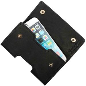 MATADOR iPhone 17 / 17 Pro / Air / 16 / 16 Pro / 15 / 14 Leder Quertasche Schwarz