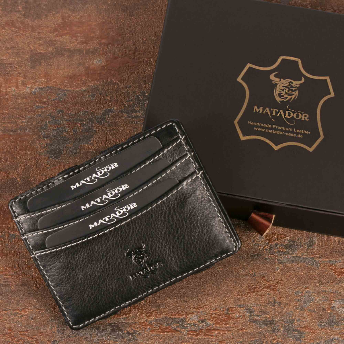 MATADOR RFID Magic Wallet ECHT Leder KreditkartenHülle Schwarz