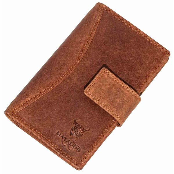 MATADOR Leder Geldbörse mit Handyfach Damen Portemonnaie Braun