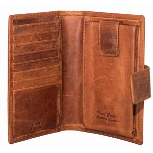 MATADOR Leder Geldbörse mit Handyfach Damen Portemonnaie Braun