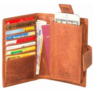 MATADOR Leder Geldbörse mit Handyfach Damen Portemonnaie Braun