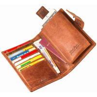 MATADOR Leder Geldbörse mit Handyfach Damen Portemonnaie Braun