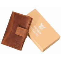 MATADOR Leder Geldbörse mit Handyfach Damen Portemonnaie Braun