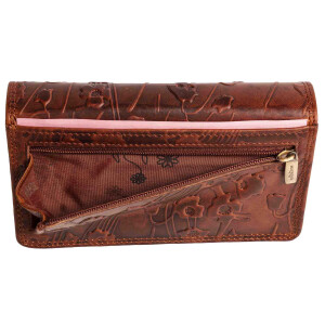 MATADOR VENEDIG Leder Damen Geldtasche Geldbörse Blumen Braun