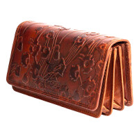 MATADOR VENEDIG Leder Damen Geldtasche Geldbörse Blumen Braun