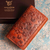 MATADOR VENEDIG Leder Damen Geldtasche Geldbörse Blumen Braun