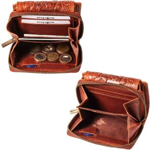 MATADOR SARAGOSSA Leder Damen Geldbörse Blumen RFID Braun