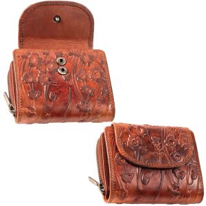 MATADOR SARAGOSSA Leder Damen Geldbörse Blumen RFID Braun