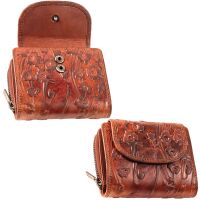 MATADOR SARAGOSSA Leder Damen Geldbörse Blumen RFID Braun