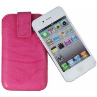Apple iPhone 4 / 4S Echt Leder Handytasche Case Etui Hülle Pink