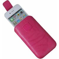 Apple iPhone 4 / 4S Echt Leder Handytasche Case Etui Hülle Pink