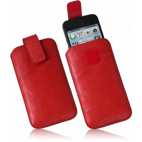 Apple iPhone 5 / 5S / 5C / SE Echt Leder Handytasche Case Etui Rot