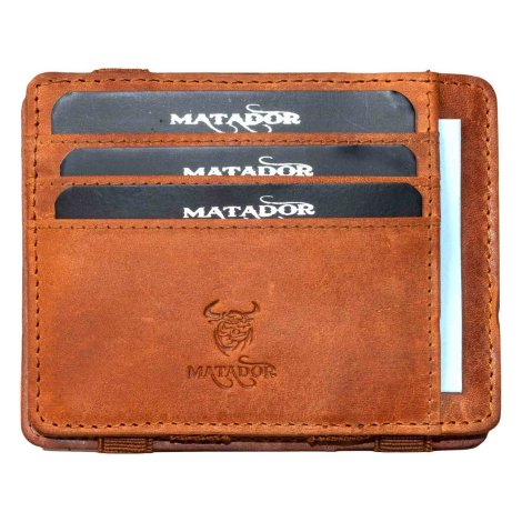 MATADOR Leder Magic Wallet Kreditkartenhülle Kartenetui RFID Braun