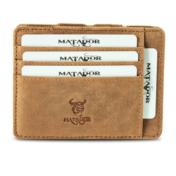 MATADOR MAGICO Leder Kreditkartenetui Kartenetui Magic Wallet RFID Hell-Braun