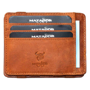 MATADOR Leder Magic Wallet Kreditkartenhülle Kartenetui RFID Hellbraun